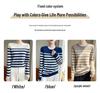 Women's Striped Crew Neck Wool Sweater - Autumn/Winter Loose-Fit Cashmere Knit