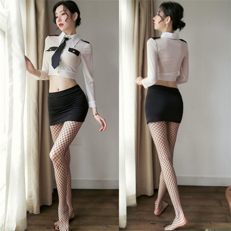 Sexy Cute Lingerie Stewardess Uniform Teasing Female Seduction Secretary Outfit Small Chest Passion Goods Suit