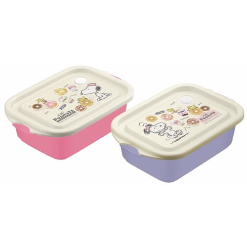 Skater (skater) Sealed Containers, Silver Ion Ag+ Antibacterial, 500ml, Set of 2, Snoopy Donut Shop Peanuts, Made in Japan, FCN2WAG