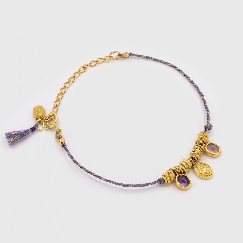Personalized Necklace Oval Zircon Pendant Colorful Rope Woven Rope Necklace Electroplated 18K Gold Color Retention
