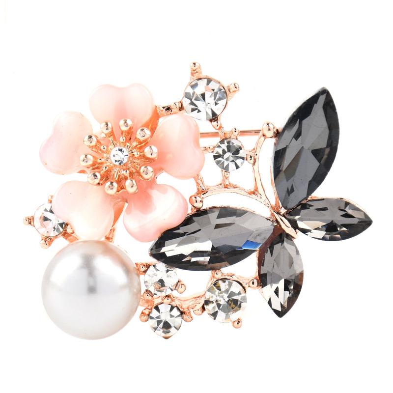 Strass Blume Perle Schmetterling Pin Broschen Für Frauen Klassische Insekt Party Büro Schmetterling Brosche Geschenke