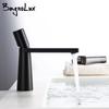 Bathroom Faucets Black Brass Single Hole Single Handle 360 Degree Rotation Deck Mounted Basin Hot And Cold Water Sink