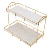 2 Tier Cosmetic Storage Shelf Large Capacity Waterproof Gold Metal Storage Shelf Rack for Bathroom Kitchen Bedroom