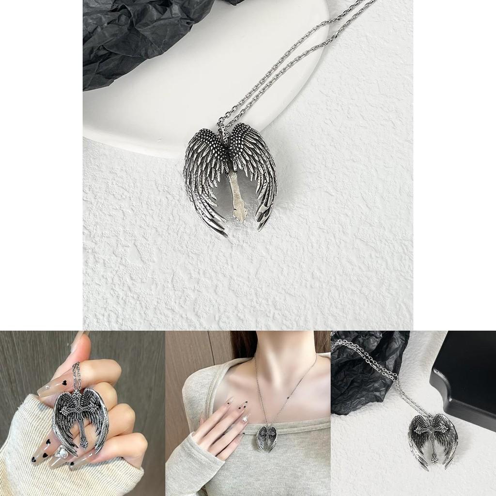 Stylish Alloy Angel Wings Cross Necklace For Trendy Punk Retro Fashion Lovers