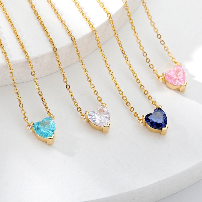 Heart Necklaces For Women Stainless Steel Gold Color Chain Zircon Heart Pendant Choker Necklace Wedding Boho Jewelry Gift Femme