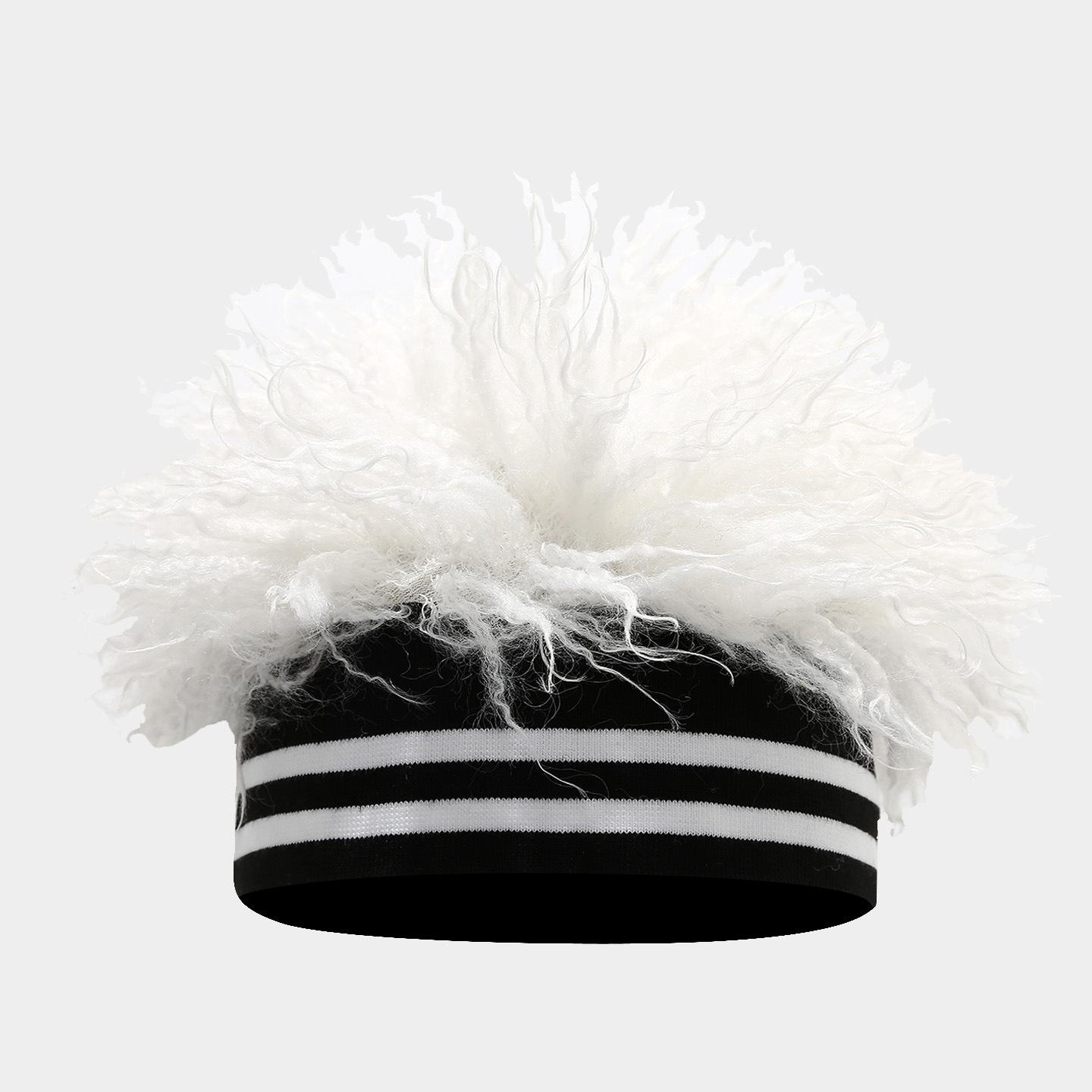 Cross-Border E-Commerce New Style Autumn and Winter Wig Knit Landlord Hat - Unisex Afro Stylish Fan Beanie, Trendy Slouchy Hat