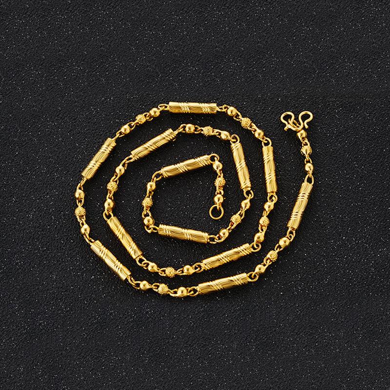 Men's Cylindrical Gold Necklace, Domineering Vietnamese Sand Gold Necklace, Simulated Gold-plated Necklace Gift
