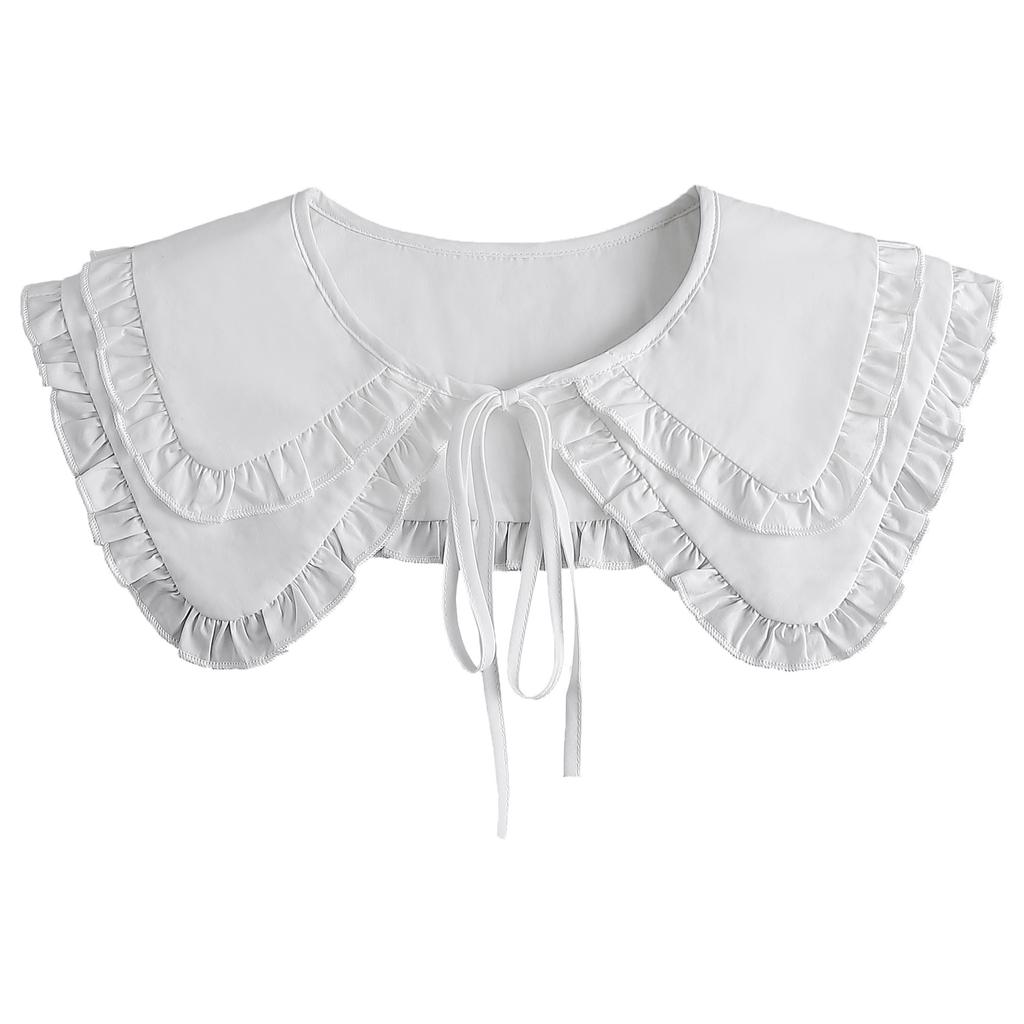 Guler de păpușă cu două straturi, pentru femei, primăvară și toamnă 2021, la modă, cu marginea ciupercii, stil curte, șal mic, guler fals