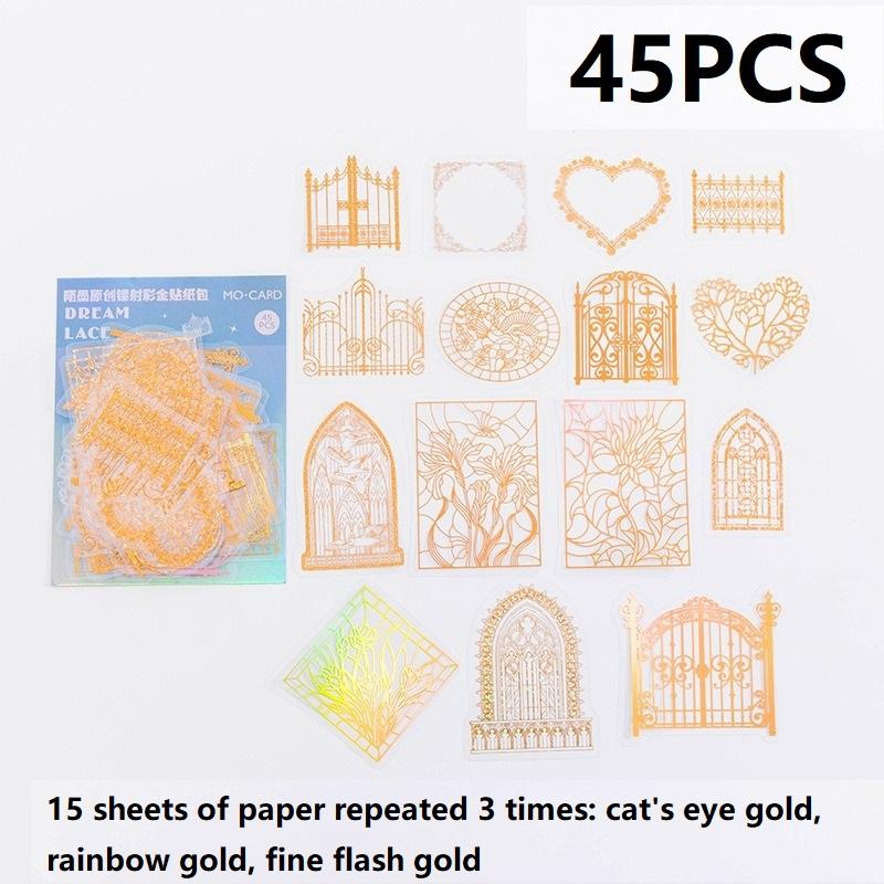 

45PCS Kawaii Stationery Stickers Lace Border Scrapbook Decor for Diary Planner Craft