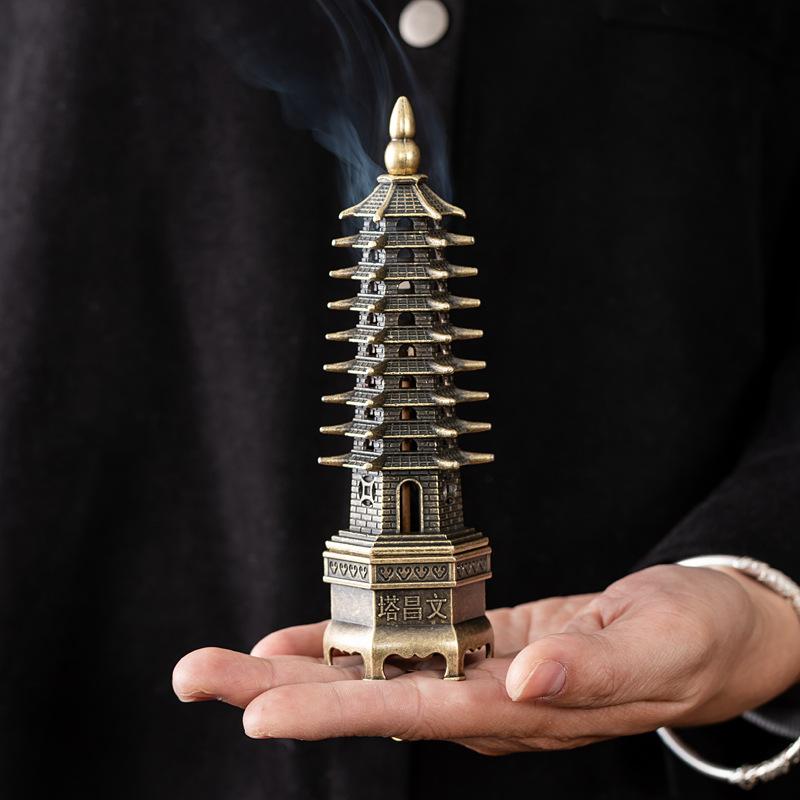 Chinese Pagoda Vertical Incense Burner Home Decor Sandalwood Burner Line Incense Stick Holder Incense Ornaments Tea Room
