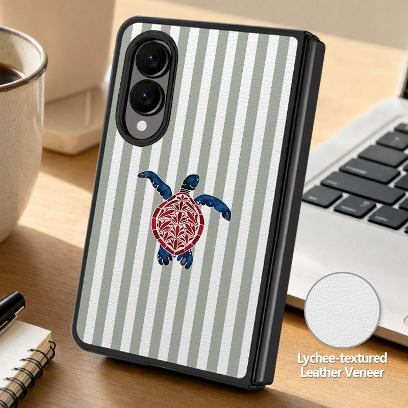 Coconut Stripe Pattern Case For Samsung Z Fold 8 Ultra 7 6 5 4 Hybrid Leather Skin Hard PC Bumper Cover For Galaxy Z Fold8 Fold7 Fold6 Fold5