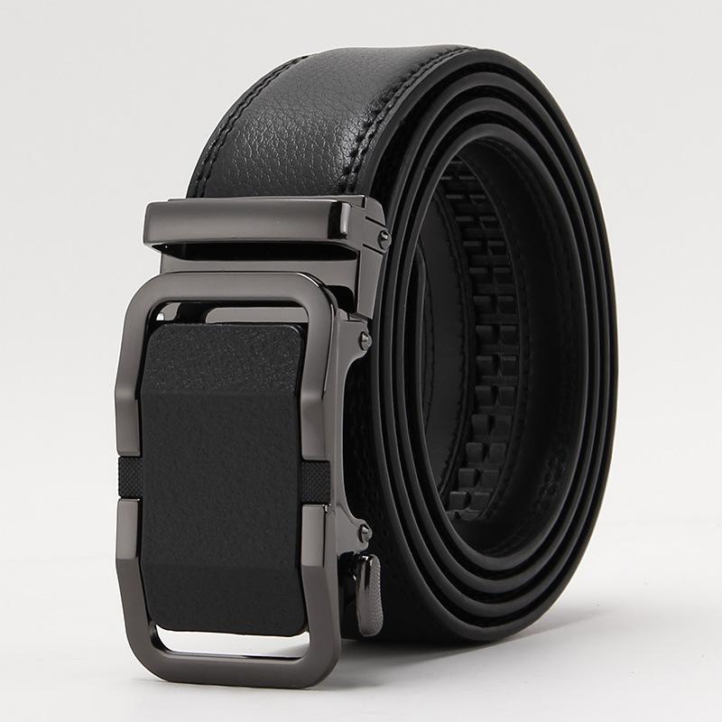 Frosted Automatic Buckle Edge Two-Layer Cowhide Belt, Business And Leisure Men'S Trendy Belt