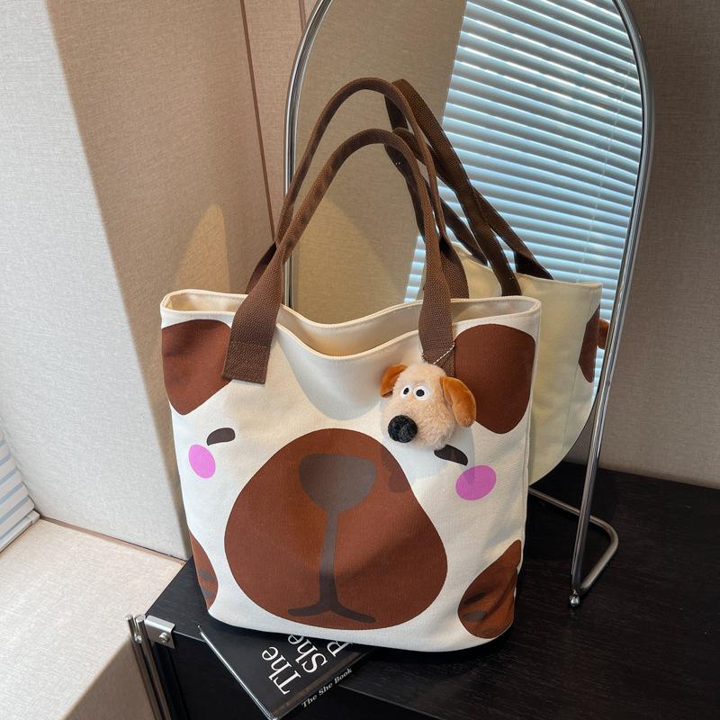 

Холщовая сумка женская большой вместимости новая весенне-летняя универсальная на плечо повседневная мультяшная сумка-тоут для занятий