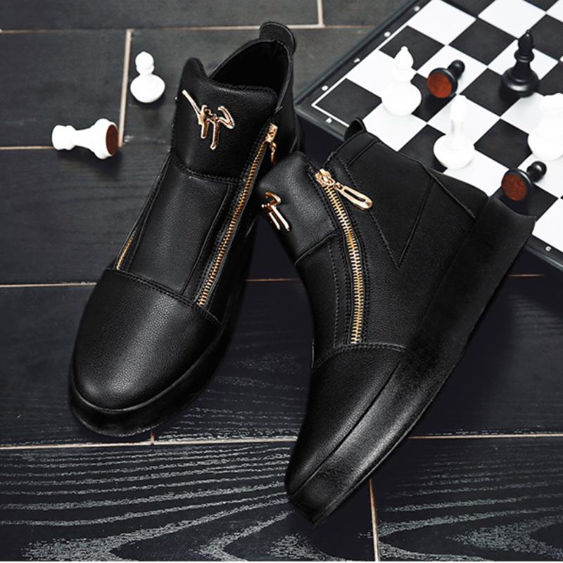 High Top Freizeitschuhe für Herren Marke Stiefeletten Weiß Herren Skateboard Schuhe Luxus Plateau Sportschuhe Leder Herren Stiefel
