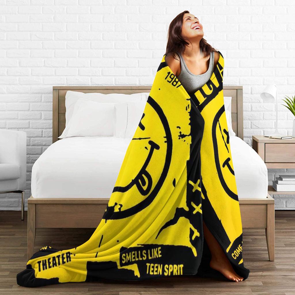Nirvana Face Band Blankets Travel Office Flannel Throw Blanket For Home Decor Soft Warm Custom Quality Bedspread