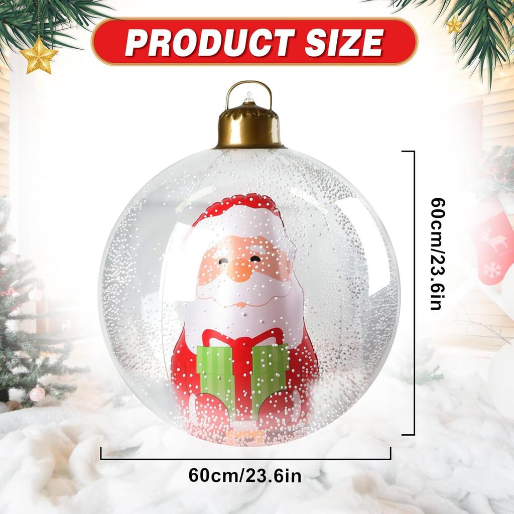 Giant Christmas Ball Santa Claus Outdoor Inflatables PVC Decorated Ball Xmas Blow Up Ball for Garden Christmas Holiday Decor
