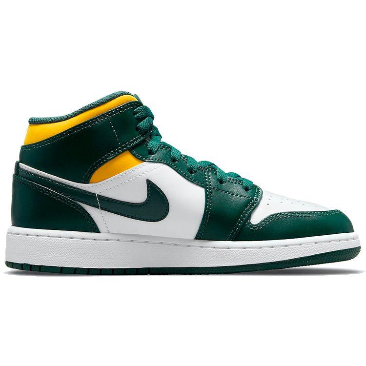 Air Jordan 1 Mid GS Sonics Buty dla dzieci Biały Szlachetny-Zielony Pyłek 554725-371