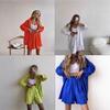  Cross-border Loose Fashion Suit Single-breasted Large-size Women's Clothing Long-sleeved Solid Color Shirt Casual Shorts two-pieCe Set