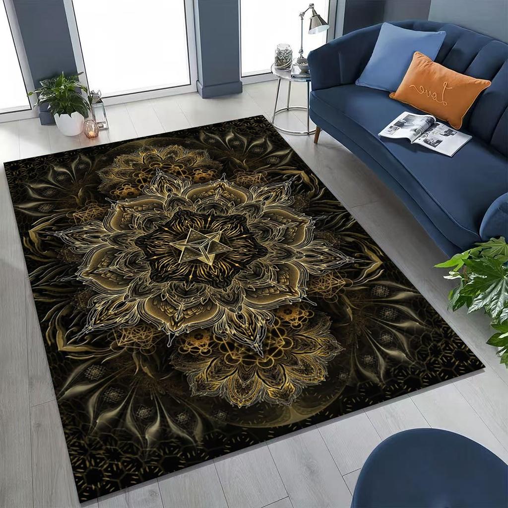 2026 Regenbogen Mandala Blume Chakren Yoga Bohemia Kunst Teppich für Schlafzimmer Wohnzimmer Sofa Zuhause Fußmatte Dekor, Kinder rutschfeste Bodenmatte