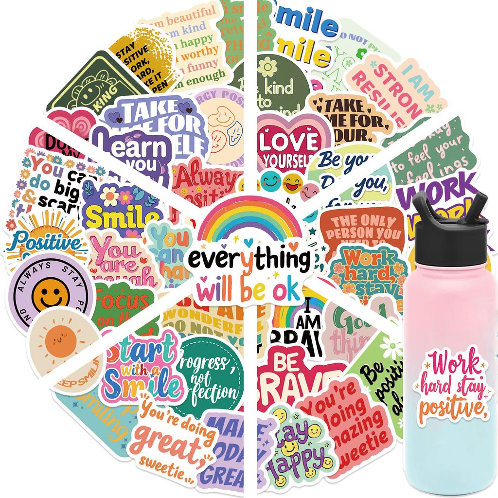 50PCS Positive Affirmation Stickers Harajuku Skateboard Graffiti Decals Luggage Suitcase Bike Gift Phone Bike Colorful Sticker