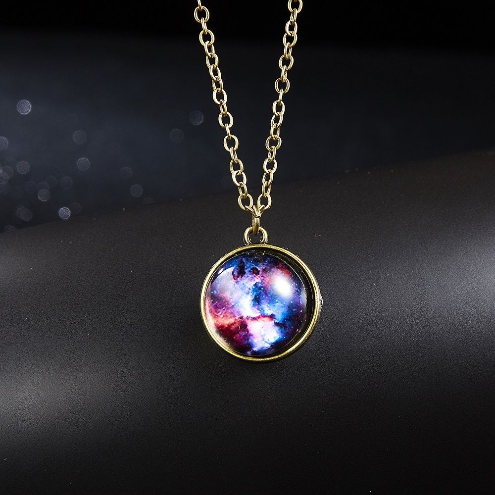 

1PC Fashion Creative Jewelry Luminous Nebula Fashion Retro Pendant Necklace Universe Starry Necklace