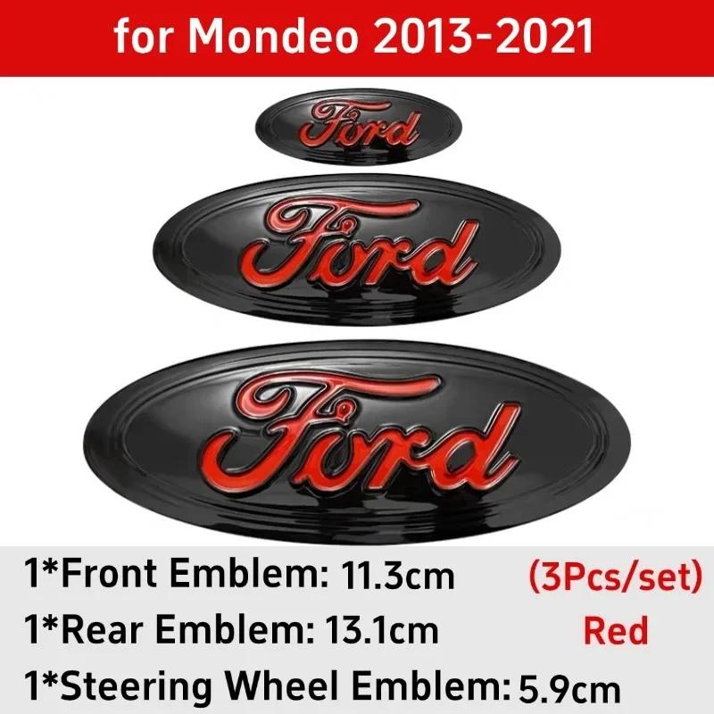 Metal Car Front Rear Steering Wheel Cover Badge Sticker for Ford Explorer Escape ST Kuga Mondeo Focus Edge Focus Taurus Equator