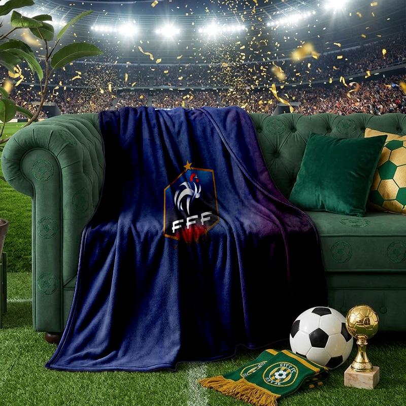 France Football Emblem Throws Blanket Flannel Blankets Plush for Couch Bed Gifts for Men Women Travel picnic blanket Christmas fan gifts