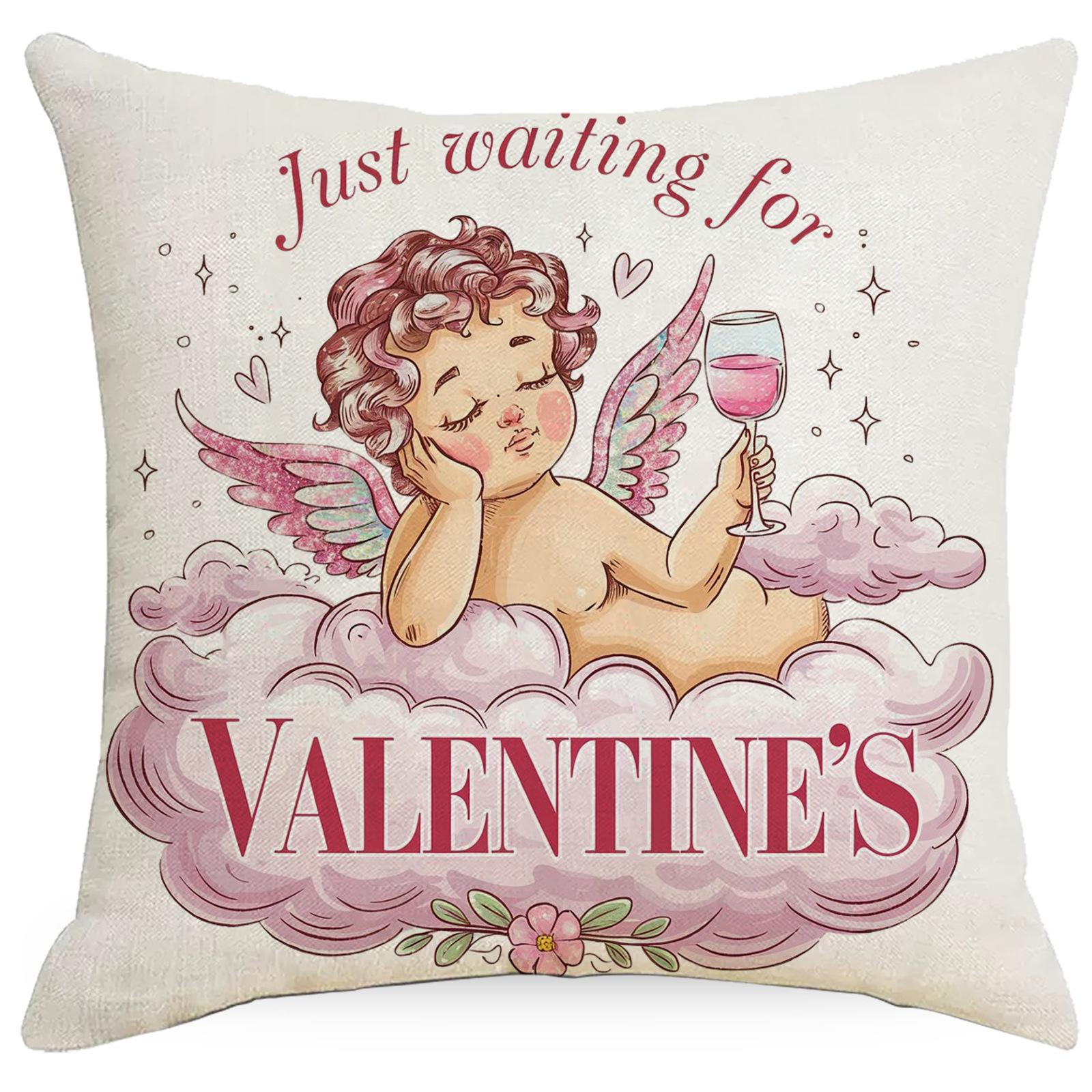 

New Valentine S Day Pillow Case Angel Love Wings Print Holiday Ornament Sofa Cushion Pillow Case Premium Durable 45 * 45Cm