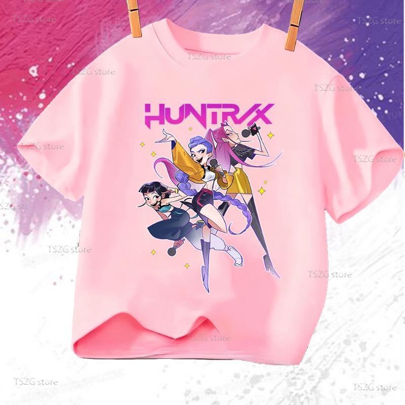 Huntrix Kpop Demon Hunters T-Shirt for Boys Girls T-shirt Fans Gift Summer Crew Neck Short Sleeve Tees Fashion Kids T-shirt