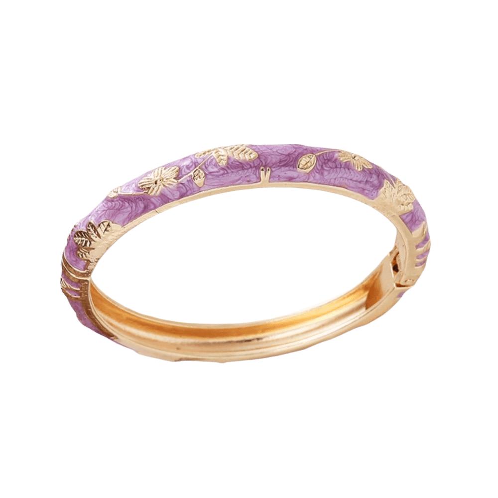 Leaf Floral Pattern Enamel Bangle Bracelet Colorful Drip Cloisonne Bracelet  Beach Vacation