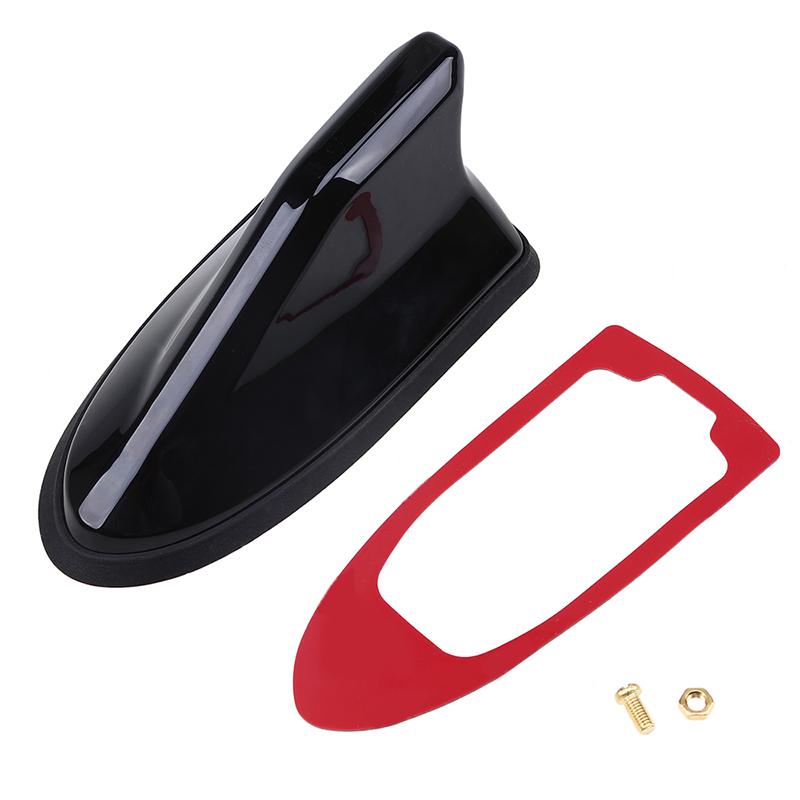 Shark Fin Antenna Universal Car Radio FM/AM Signal Amplifier Decorative Roof Aerial Base Sticker for SUV Sedan Auto Tuning