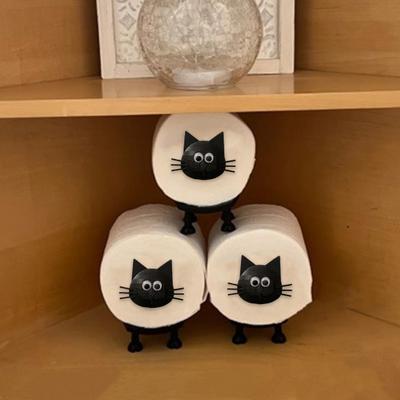 2/3Pcs Funny Toilet Paper Holder Versatile Placement Creative Cat Shaped Free-Standing Toilet Roll Holder Bathroom Accessory
