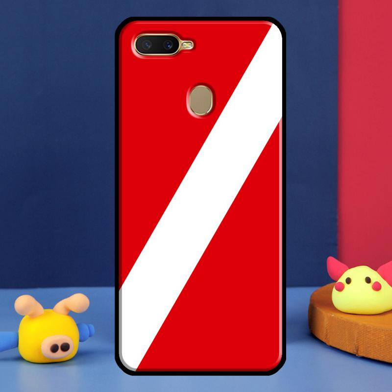 Diver Down Scuba Flag Case For Oppo A98 A78 A58 A15 A16 A17 A5 A9 A91 A52 A72 A76 A96 A74 A94 A54 S A57 A77 Cover