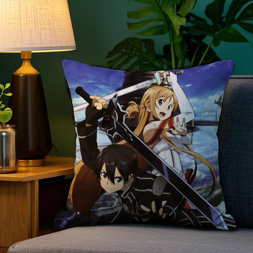 S-Sword Art O-Online SAO Pillow Case Sofa Living Room Bedroom Double-sided Printing Square Cushion Nap Time Pillow Case