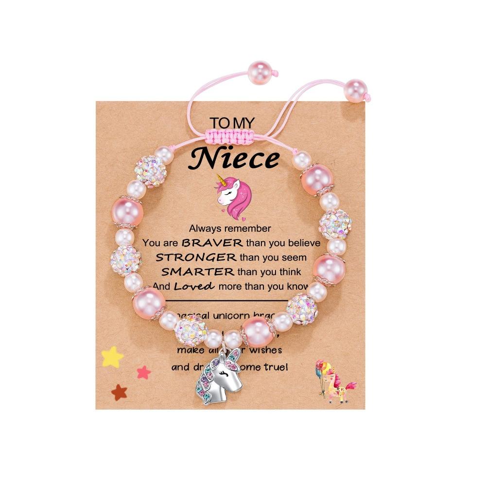 Diamond-encrusted women's bracelet Shambhala powder pearl weaving pink bracelet alloy love unicorn pendant bracelet