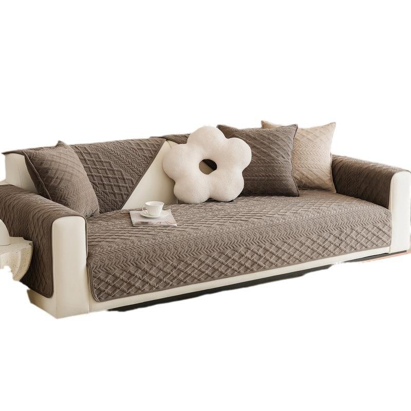 Simple Plush Sofa Cushion Solid Color All-Season Universal Seat Cushion Modern Non-Slip Sofa Cover Retro Cushion Cover Towel