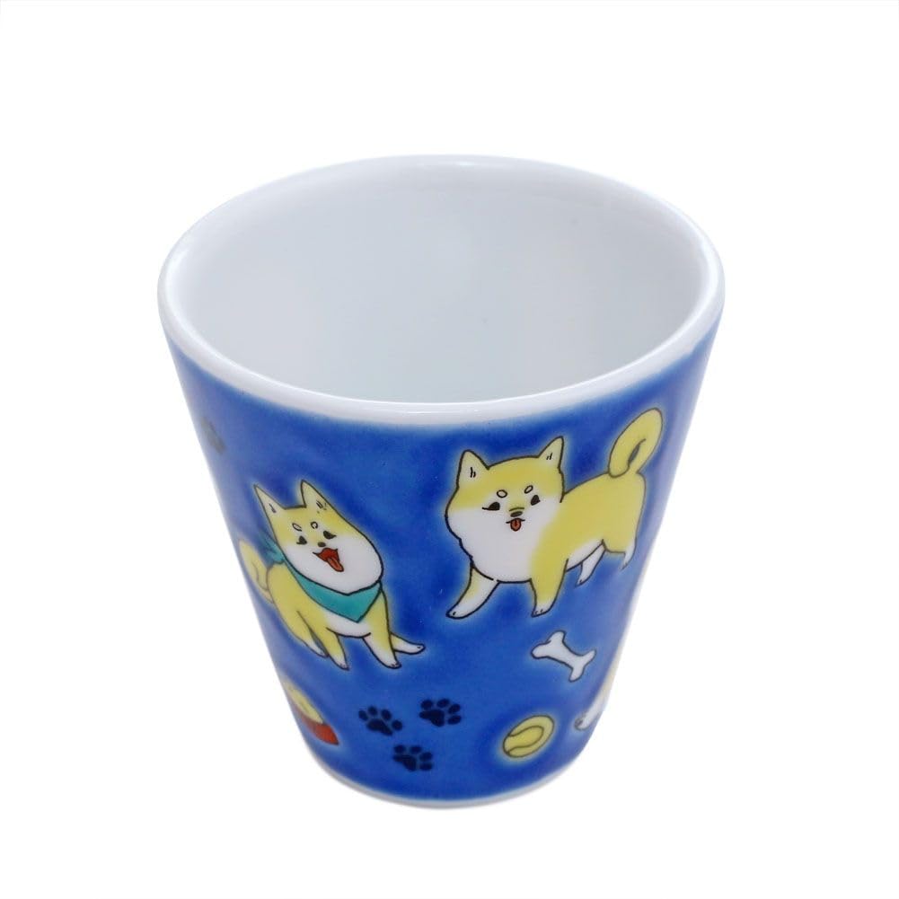 Kutani a traditional craft of the Hokuriku A sake cup featuring a dog A lucky charm sake accessory stationery interior round and treasure perfect for