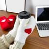1 Pair Women Gloves Fingerless Red Heart Design Soft Fleece Lined Touchscreen Warm Mittens