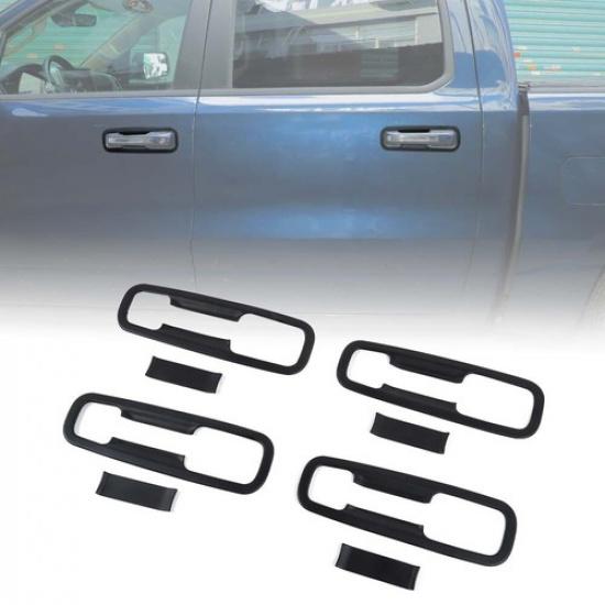 Black Exterior Door Handle Bowl Cover Trim Bezels Decor For Dodge Ram 1500 2018+