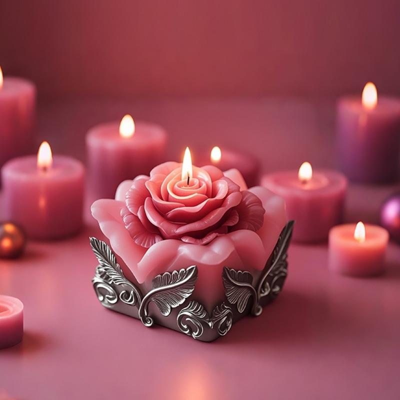 Rosenblumen Silikon Kerzenform Rosenförmige Seifenherstellungsform für Epoxidharz Kerze Seife Hochzeit Heimdekoration
