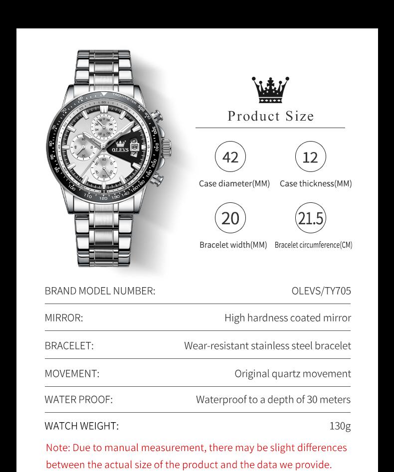 OLEVS Top Men's Watches Luxury Waterproof Luminous Classic Quartz Wrist Watch for Men Chronograph STOP WATCH Sports Man Watch
