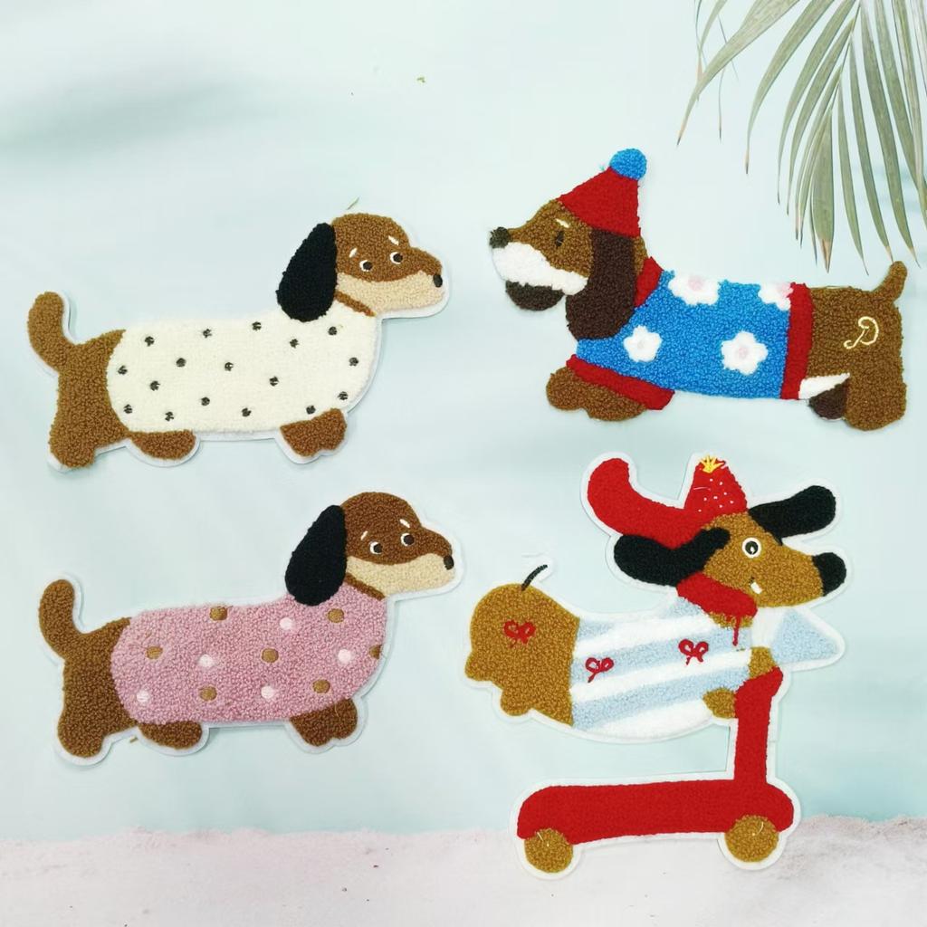 Computer Embroidery Towel Embroidery Dachshund Dog Cloth Sticker Clothes Bag Personalized Decoration Diy Patch Accessories