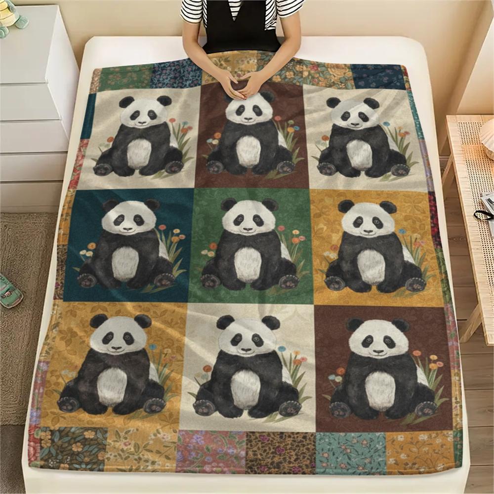 1Pc Patchwork Animal Print Flannel Blanket, High quality Comfortable for All Seasons, Home Decor, Warmth and Comfort, Perfect for Christmas Gifts60