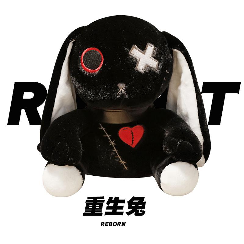 Gothic Darkpunk Style Halloween Rabbit Plush Dark Rebirth Little Bunny Doll Multicolor Polyester PP Cotton Toy