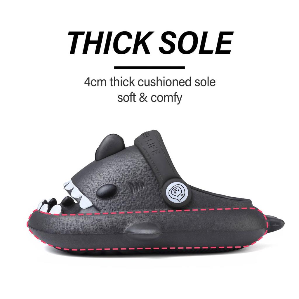 Fashion SmilePoP Kids Shark Slides Sandals Summer Slip-On Sandals Shower Beach Pool Anti-slip Slippers for Kids Girls ThickSole Slippers