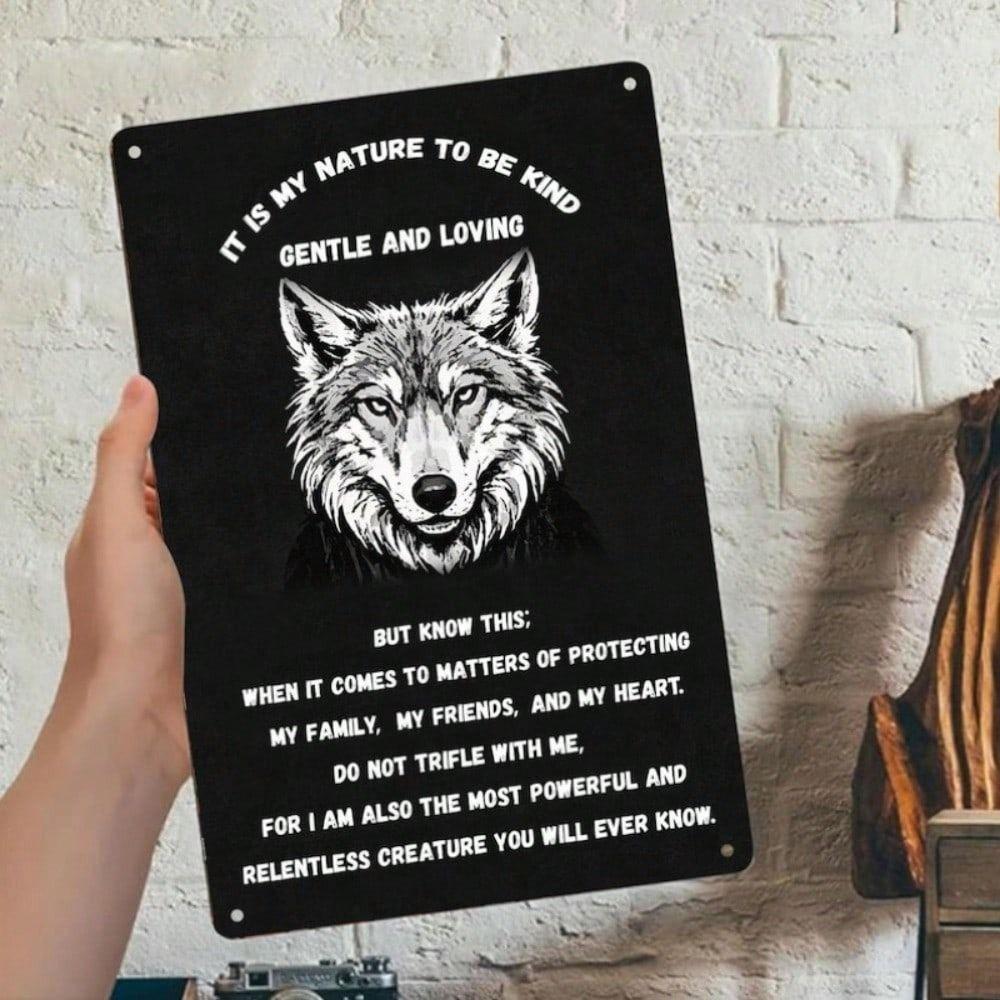 Retro Wolf Metal Wall Art Motivational Quote Tin Sign Home Decor Living Room Poster