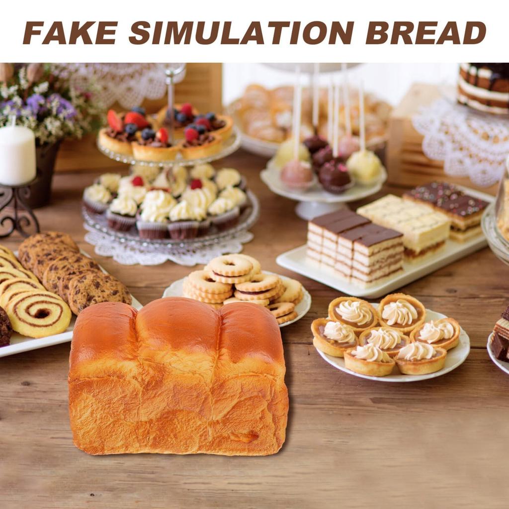 STOBOK Fake Bread Simulation Realistic Artificial Fake Food Faux Replica Bread for Party Photography Props Model, Bread, Bread, Props, Kitchen,