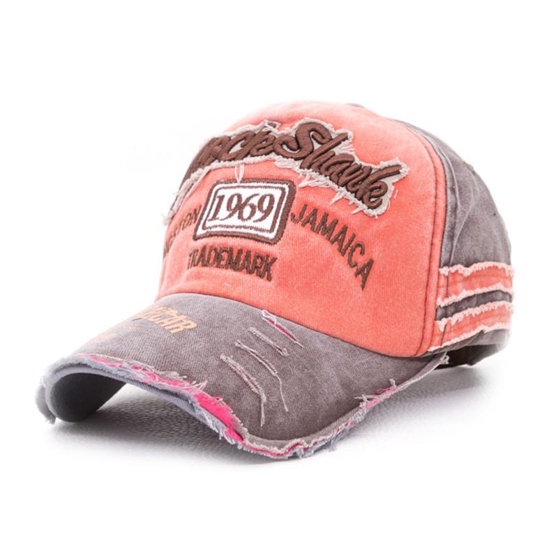 Old cap color matching pure cotton sunshade baseball cap curved brim hat adjustable large brim retro style