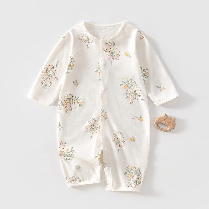 Baby Long Sleeve Romper Summer Cotton Mesh Breathable Newborn Infant Onesie Lightweight Sleepwear Crawling Clothes