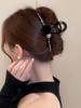 2025 New Year Red Plush Pearl Claw Clip - Stylish Women's Shark Hairpin Accessory for Buns and Hair Styling